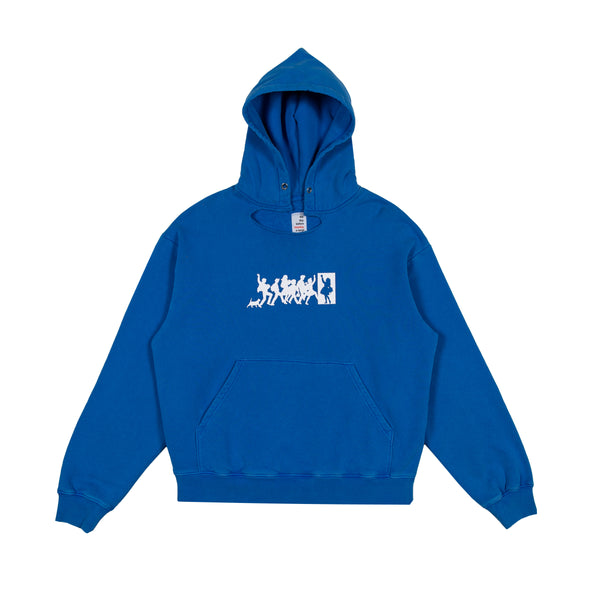 the blue hoodie