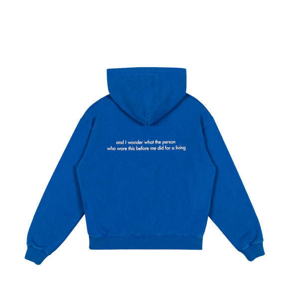 the blue hoodie